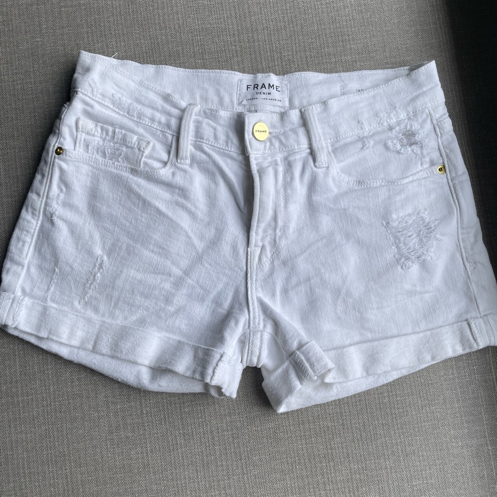 FRAME Le Cutoff White Shorts